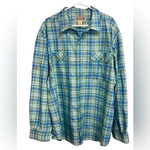 Men’s Duluth Trading Co. Long Sleeve Button Down Green/Blue Plaid Shirt Size XXL